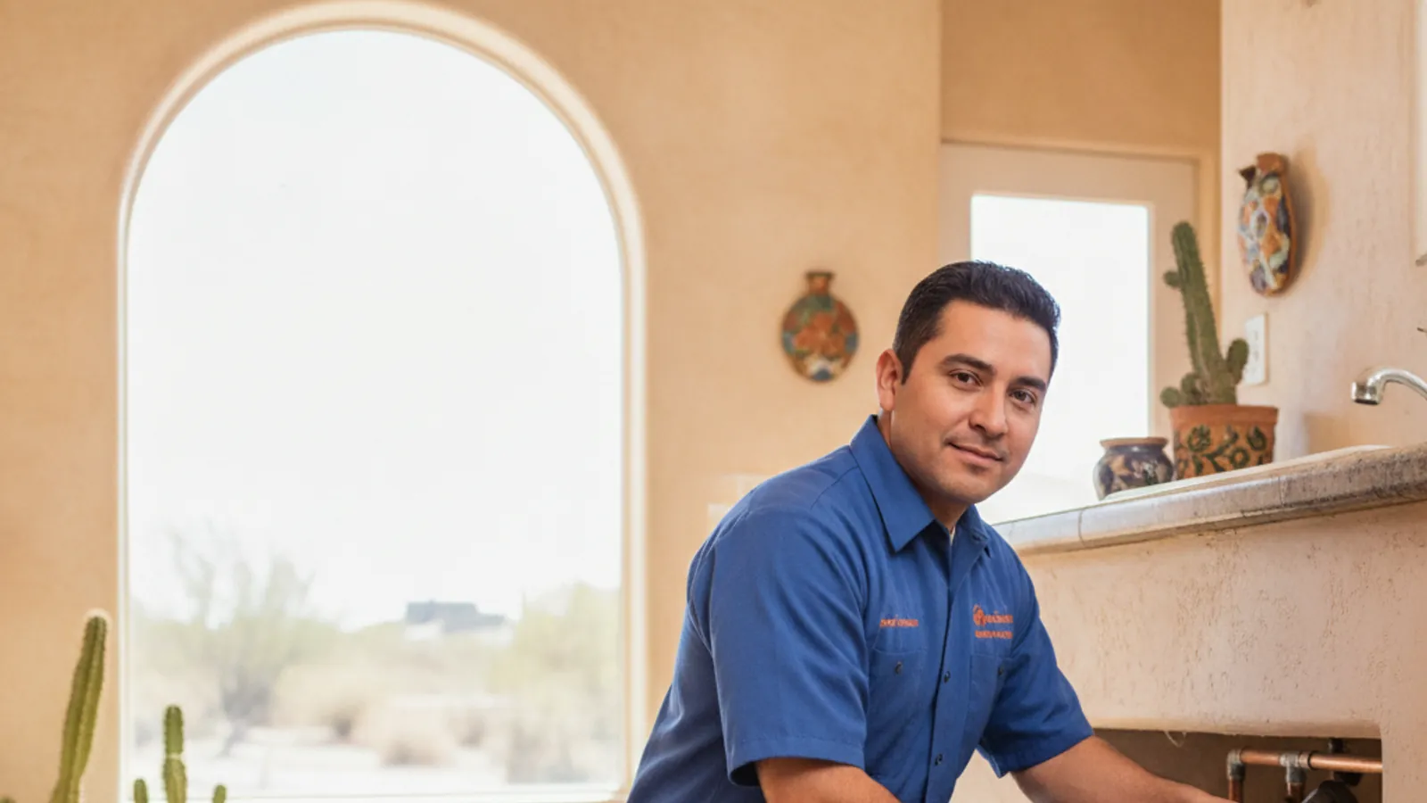 Licensed plumber on a 24/7 service call in El Paso, TX