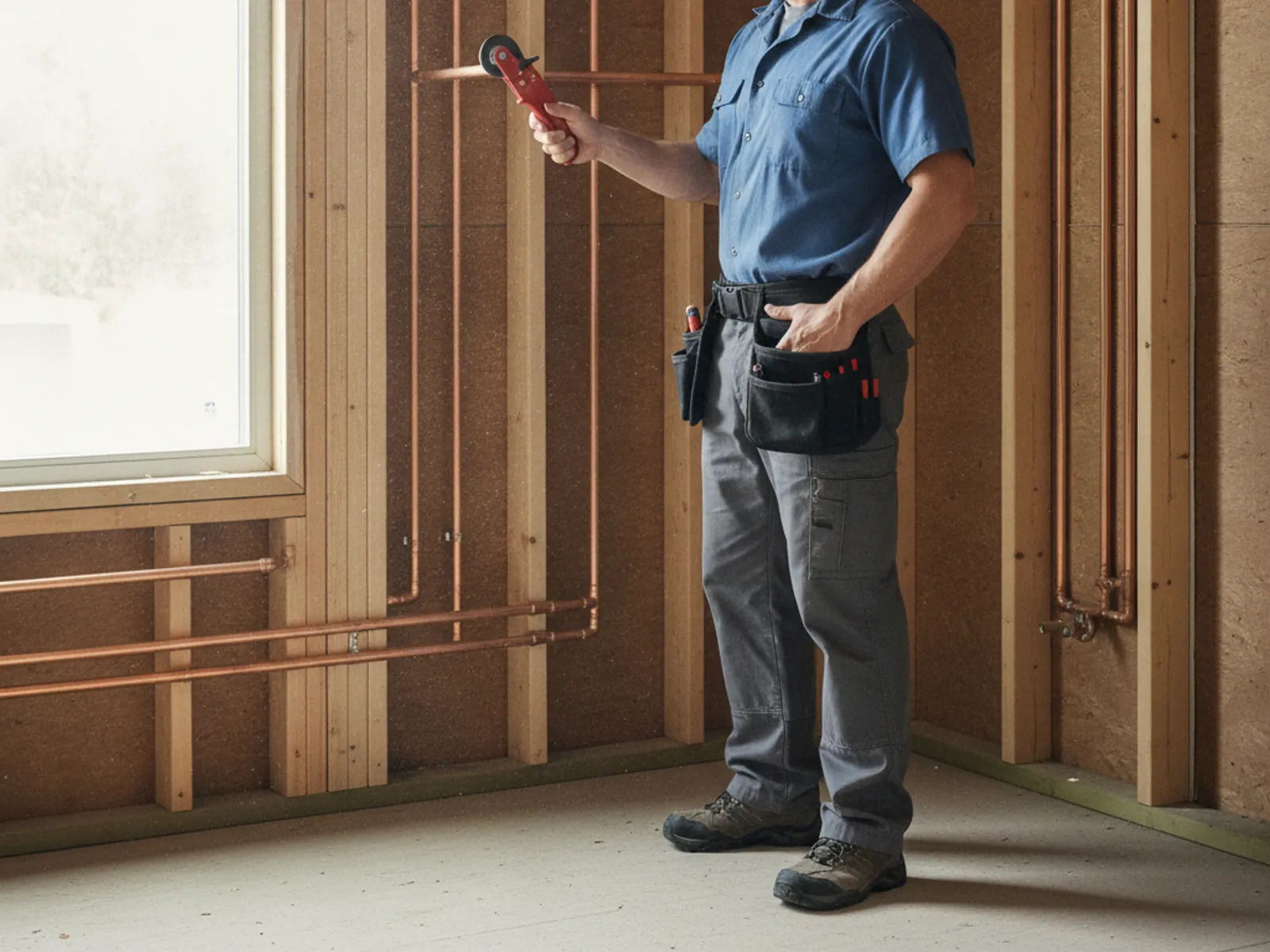 Plumber installing new PEX repiping in an El Paso, TX home